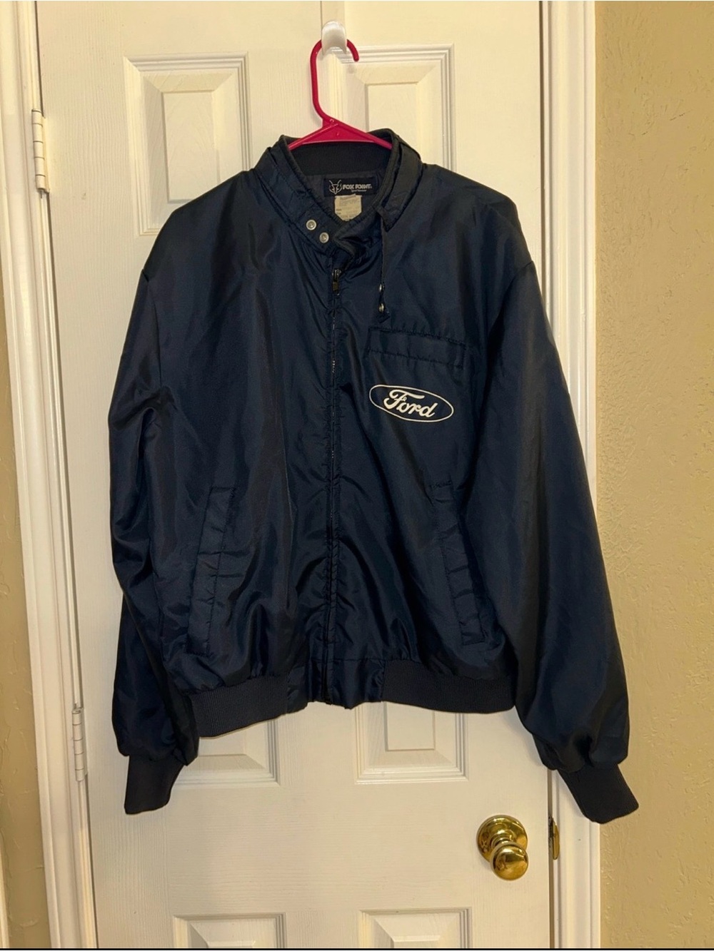 Vintage 80s Ford Twin Cities Assembly Plant Jacket Navy Blue Bomber Size Large